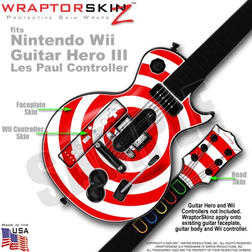 Bullseye Red and White Skin by WraptorSkinz TM fits Nintendo Wii Guitar Hero III (3) Les Paul Controller (GUITAR NOT INCLUDED)