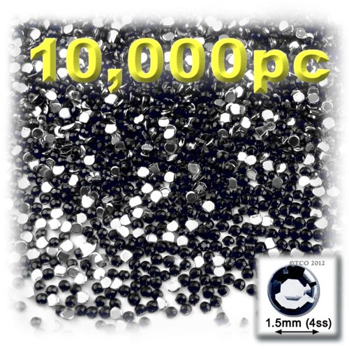 10,000pc flatback Rhinestones Round 1.5mm - 4ss Jet Black