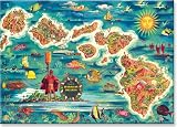 Map of the Hawaiian Islands by Joseph Fehér - Hawaiian Art Collectible Refrigerator Magnet
