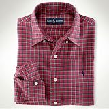ポロラルフローレン 正規品 メンズ長袖チェックシャツ Twill Plaid Shirt レッド M 並行輸入品