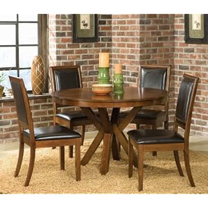 5pc Casual Dining Table & Chairs Set Walnut Finish