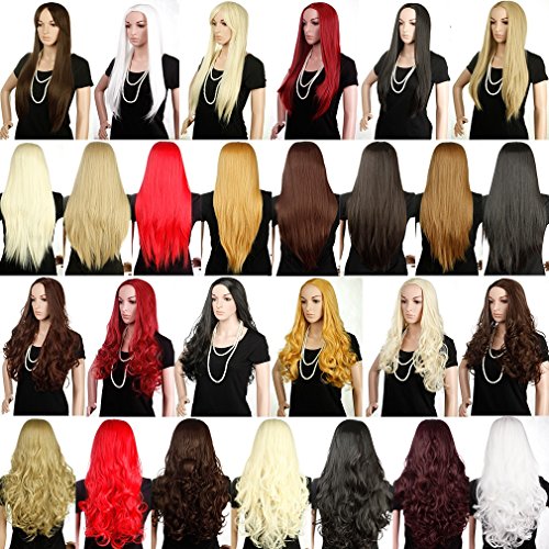 S-noilite Straight/Curly Ombre 3/4 Full Head Half Wigs Heat Resistan Wig by USPS