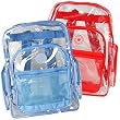 (40 Pieces) Red Trim + Blue Trim K-Cliffs Clear Transparent PVC School Backpack/ Book Bag/ Day Pack