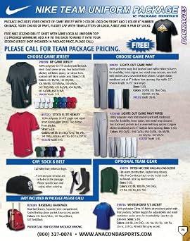 Nike Team Uniform Package (Call 1-800-327-0074 to order)