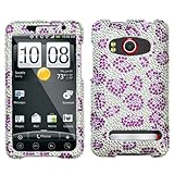 Leopard Skin/purple Diamante Protector Cover for HTC EVO 4G