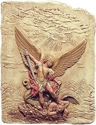 Archangel Michael Slaying the Devil Wall Relief, Color