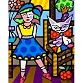 Outdoor Art - Girl with Her Kitten by Jozza (24x30")