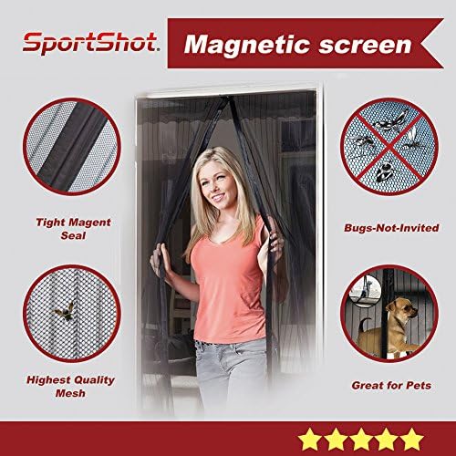 Magnetic Screen Door, Full Frame Velcro, Instant &amp; Quick Install Mesh Curtain, Comes with Auto Close Magnets, Pet &amp; Toddler Friendly, Walk Through Hands Free