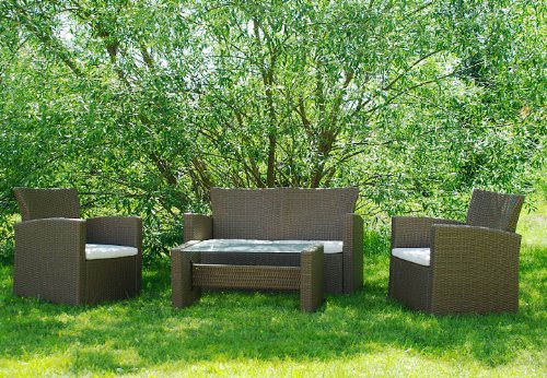 Alu-Rattan Garnitur / Tisch mit