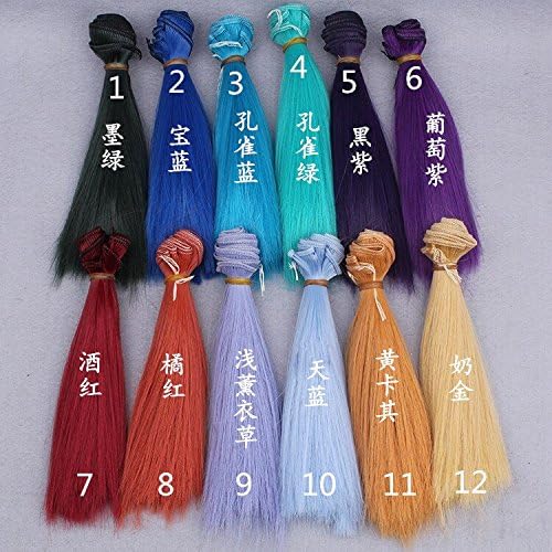 doll wig DIY straight 15/25/30/35/50 cm long，1 yard color-mix doll wig hair material high-temperature material for bjds/blythe/barbie 6-7" 7-8" 8-9"9-10"wig 14 colors available