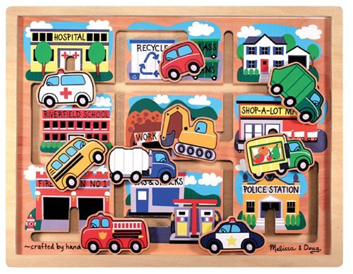 Childrens Toyshop  Toys : Melissa & Doug Deluxe Wooden Vehicles Maze Puzzle