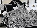 7 Pieces Imperial Black and White Zebra Micro Fur Comforter Set Bed-in-a-bag for Queen Size Bedding