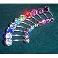 Lot of 10 New Double Jeweled Gem Belly Navel Rings 14g