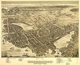 1877 Birds eye map of Portsmouth, New Hampshire
