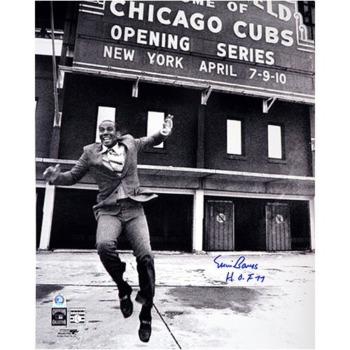 Ernie Banks Chicago Cubs 16x20 Autographed Photograph with HOF 77 Inscription