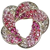 Floral Crystal Diamante Petal Brooch Pin - Pink