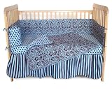 Tadpoles Blue & Brown Damask 4 piece Crib Set