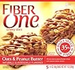 Fiber One Chewy Bars, Oats & Peanut Butter, 5-Count Boxes (Pack of 12)