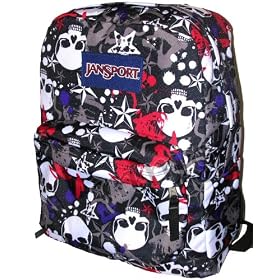 Jansport SuperBreak SKULL PUNK LARGE Backpack Bag Black