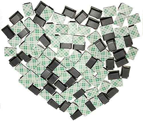 Ardokit 200pcs Black Plastic Wire Tie Rectangle Cable Mount Clip Clamp Self-adhesive