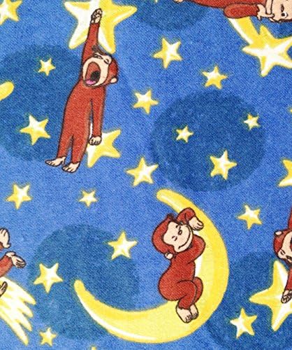 Adorable Curious George Sleeping on the Moon Flannel Fabric (Great for Quilting, Sewing, Craft Projects, Throw Pillows & More) 3/4 Yard