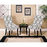 IMAGE OF Armen Living Black and White Floral Fabric Dining Chair Set of 2