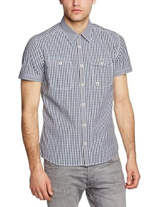 duck and cover Camisa Hombre (Azul Marino / Blanco)