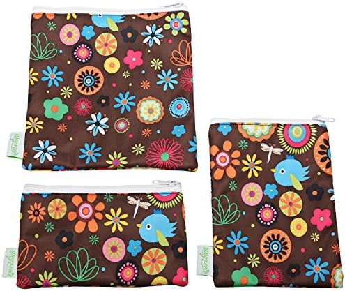 Wegreeco Premium Reusable Snack Bags - Set of 3 - Reusable Sandwich Bags(Brown Bird)