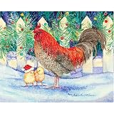 Magic Slice Non-Slip Flexible Cutting Board, Gourmet Size 12 x 15, Xmas Rooster by Kathleen Parr McKenna