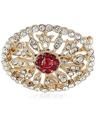 Downton Abbey "Jeweled Heirlooms Boxed" Gold-Tone Crystal Edwardian Pave Ruby Stones Oval Pin