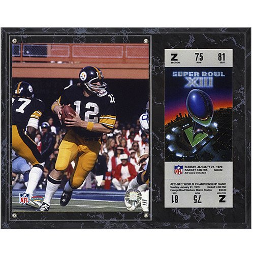Mounted Memories Pittsburgh Steelers Super Bowl XIII Terry Bradshaw Plaque with Replica Ticket