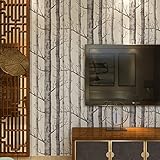 (ハンメロ)Hanmeroリピング 部屋 ふすま diy リフォーム用おしゃれな木目壁紙 木の枝のイラスト のりなし はがせる フリース 1ロール（53cm×10m）ブラック&ホワイト