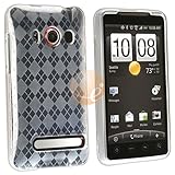 TPU Rubber Skin Case for HTC EVO 4G, Clear White Argyle