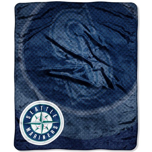 Seattle Mariners MLB Royal Plush Raschel Blanket (Retro Series) (50x60