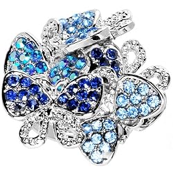 Beautiful Jeweled Cluster Butterfly Adjustable Ring