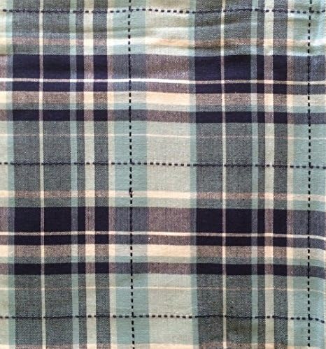 Cotton Park Cottage Blue Dobby Plaid Fabric Tablecloth (60 x 84 Oblong)
