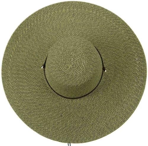 Womens Wide Brim Floppy Two Tone Black Packable Sun Hat with Chin Cord