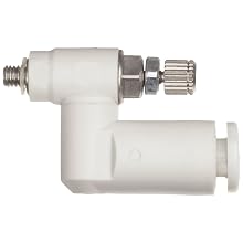 SMC AS Air Flow Control Valve, PBT & Nickel Plated Brass, Universal, Metric Thread Male X Push-to-Connect Fitting
