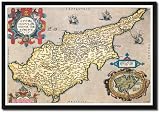 Framed Art Poster 20x30, Map of the Island of Cyprus