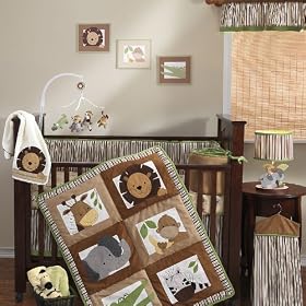 Bedtime Originals Baby Zoo 4-Piece Baby Crib Bedding Set - Chocolate