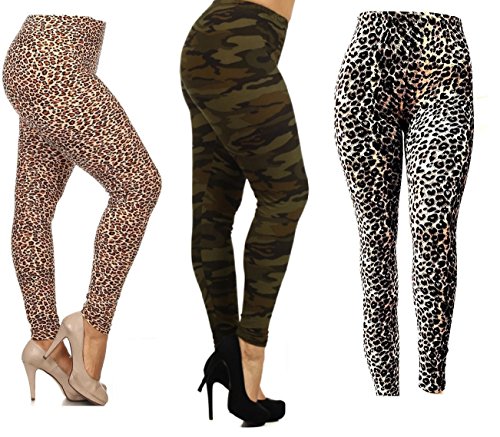 ALWAYS WOMENS PLUS SIZE ANIMAL LEOPARD cheetah PRINT Leggings ONE SIZE 1X 2X 3X