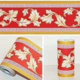 LoveFaye 赤底黄葉自己接着壁紙ボーダーズ家庭装飾品 DIY 簡単 貼付シール 防水