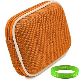 Nylon Orange point and shoot digital camera case with Reinforced Zipper and Unique Extra Thick Design to fit all modles of your Canon Powershot S100 or Canon Powershot S95 , and Small Canon Accessories + Green Vangoddy Bracelet!!!