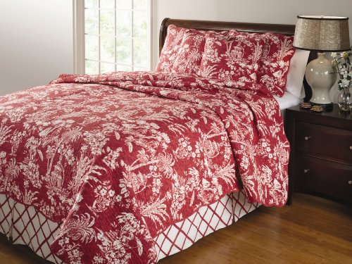 Greenland Home Mandarin King Quilt Set, Red