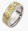 14 Karat Designer Two-Tone Gold Celtic Wedding Band Ring