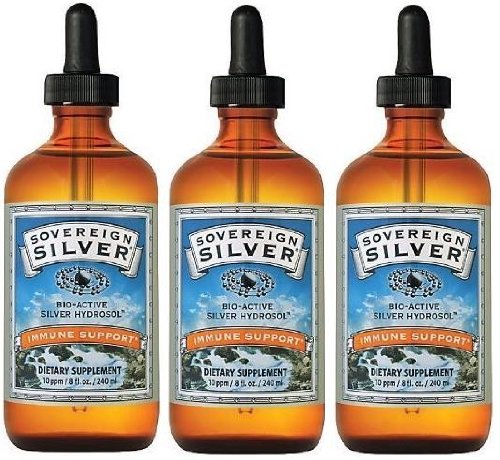 Sovereign Silver (8oz) 10ppm Nano Hydrosol (Liquid) 3 Bottles - NanoSilver