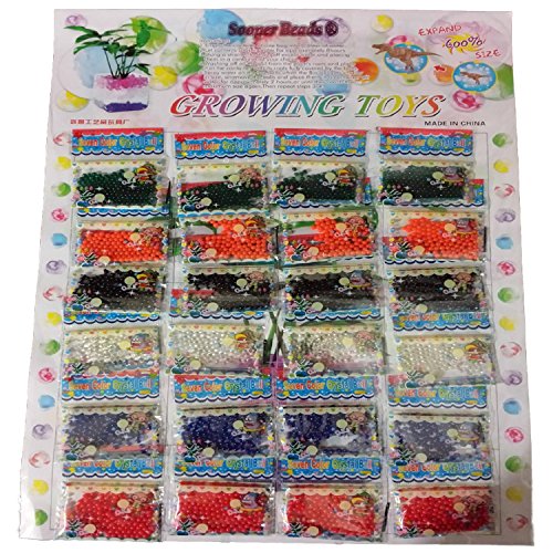 24 Bags, Water Beads, Crystal Gel Water Pearls, Aqua Jelly Beads, Water Growing balls, Crystal Mud Soil Water Beads for Wedding Centerpiece Vase Fillers, Plant decoration, Orbeez refill & Sensory toys