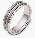 6.5mm Titanium & 18 Karat White Gold Double Stripe Wedding Band Ring