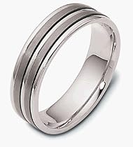 6.5mm Titanium & 18 Karat White Gold Double Stripe Wedding Band Ring