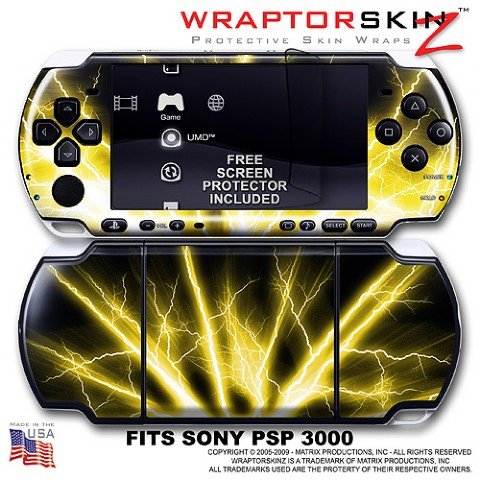 Lightning Yellow WraptorSkinz Skin and Screen Protector Kit fits Sony PSP 3000